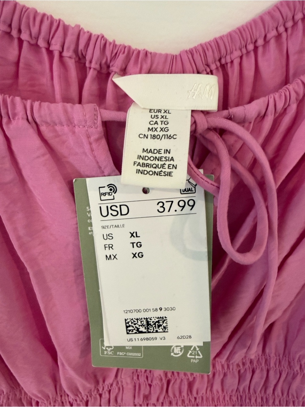 H&M Pink Smocked-Waist Midi Dress - Picture 5 of 6